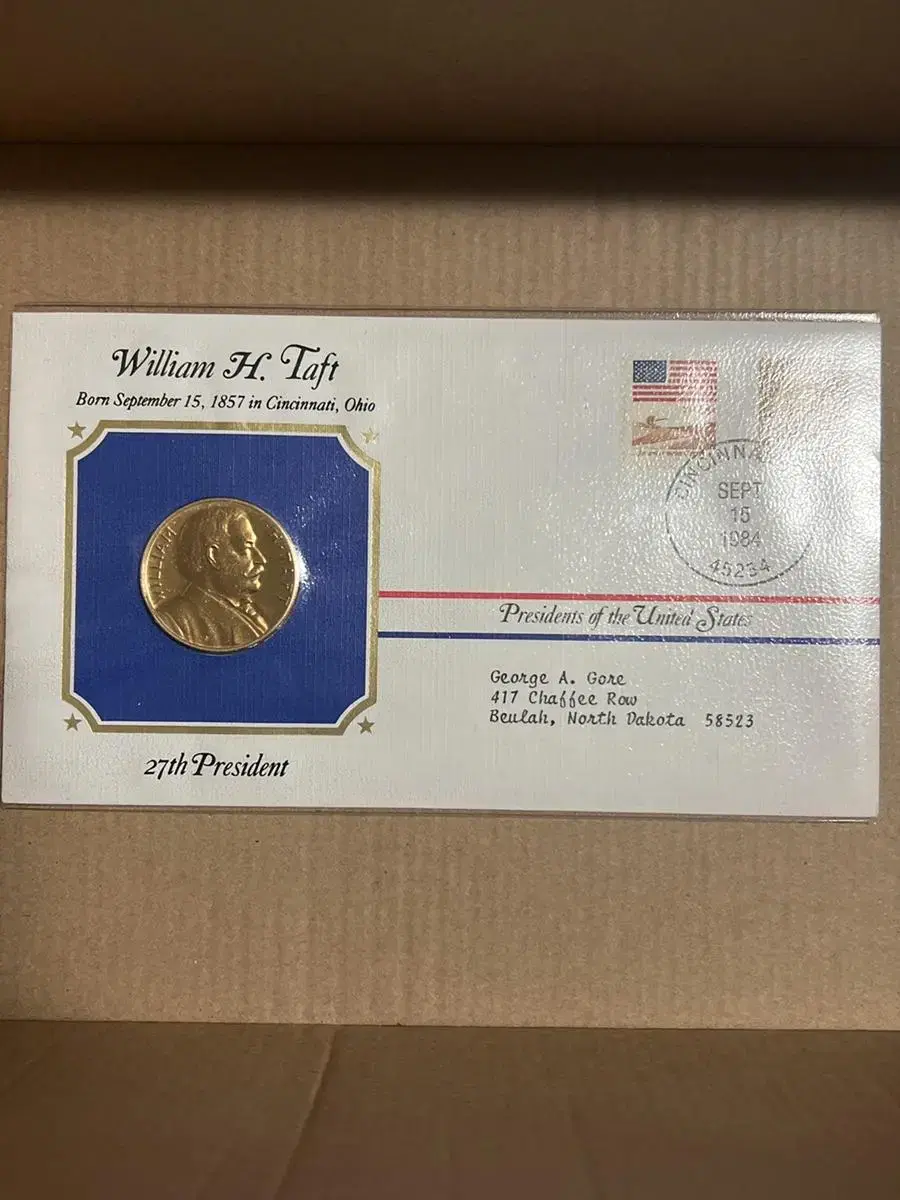 27th President of the United States William H. Taft coin&stamps/gold plating