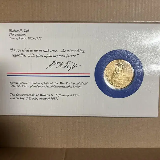 27대 대통령 william H. Taft coin&stamps/금도금