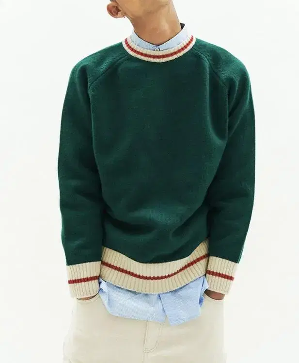 Amphist Green Red Knit Sweater