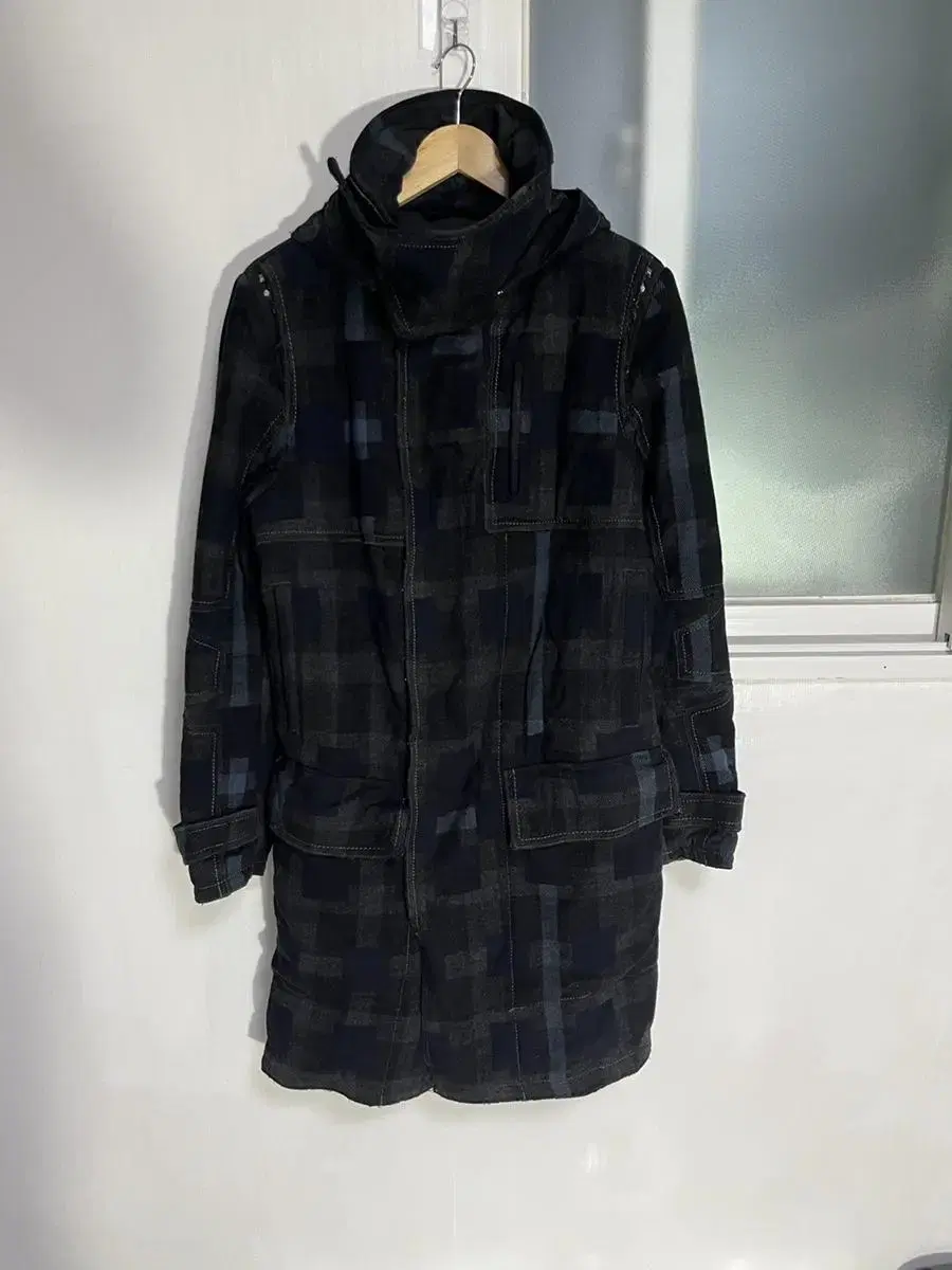 Mariette Francois Jaber Studded checked wool hooded coat