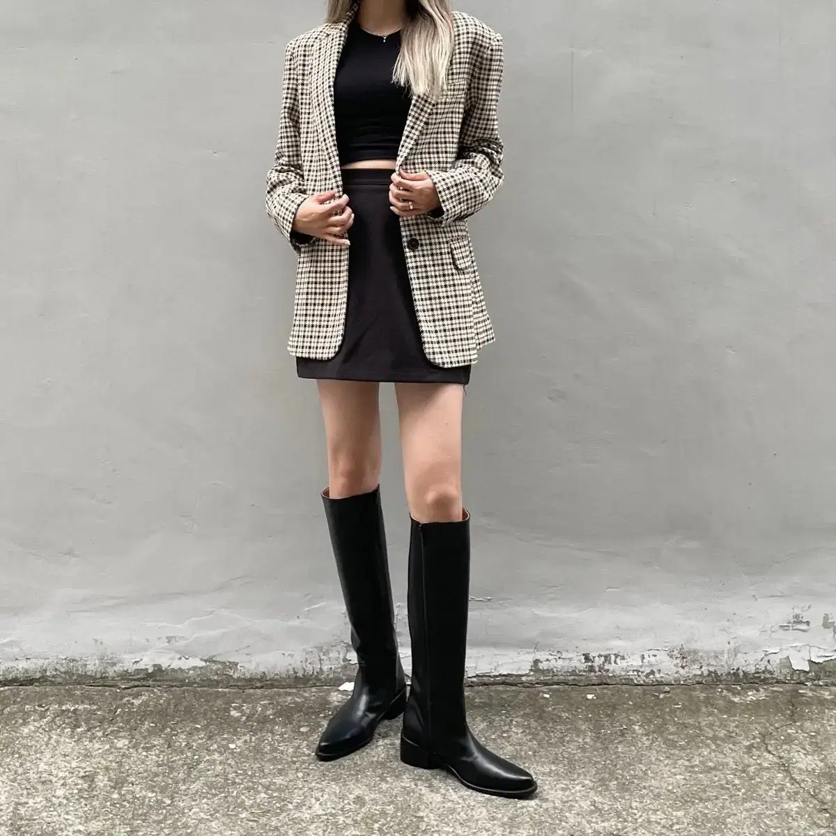 Zara Check Overcoat Blazer Jacket XS