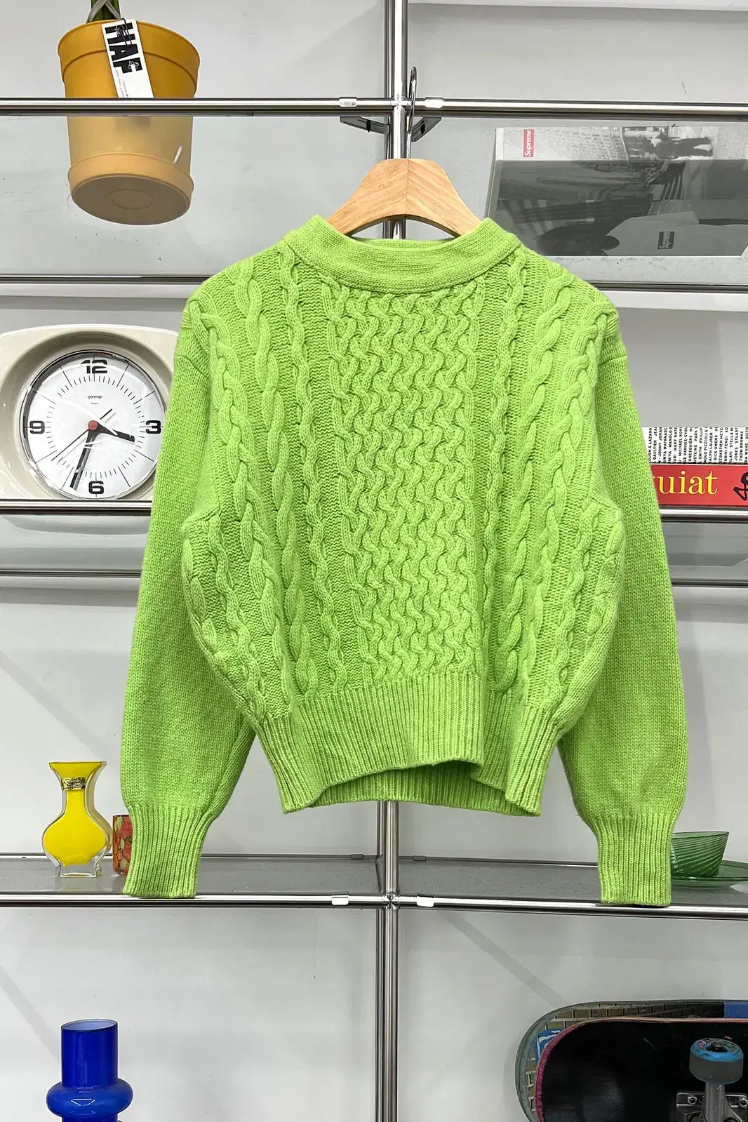 Benetton Neon Green Cable Knit (Made in Japan)