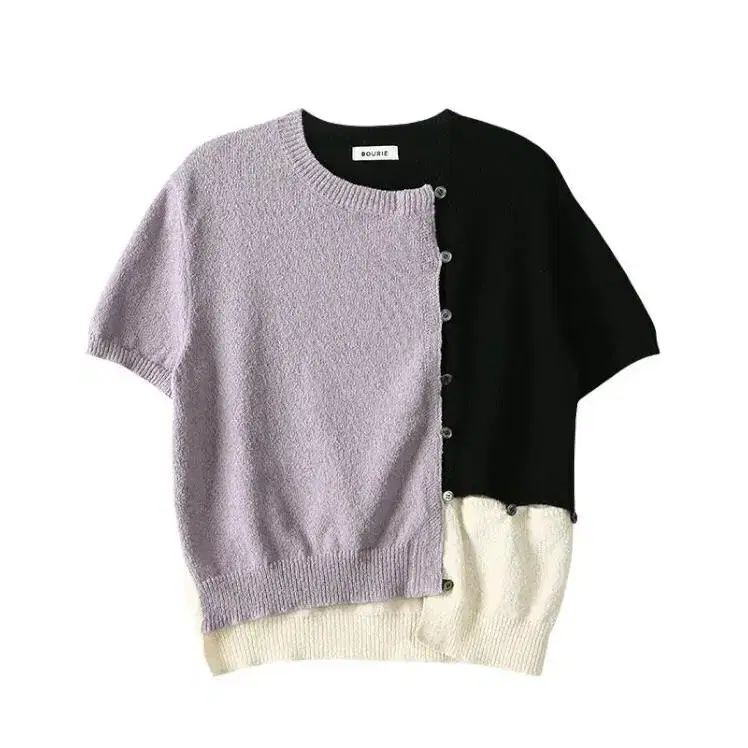 BOURIE 부리 Asymetric Short Sleeve Knit