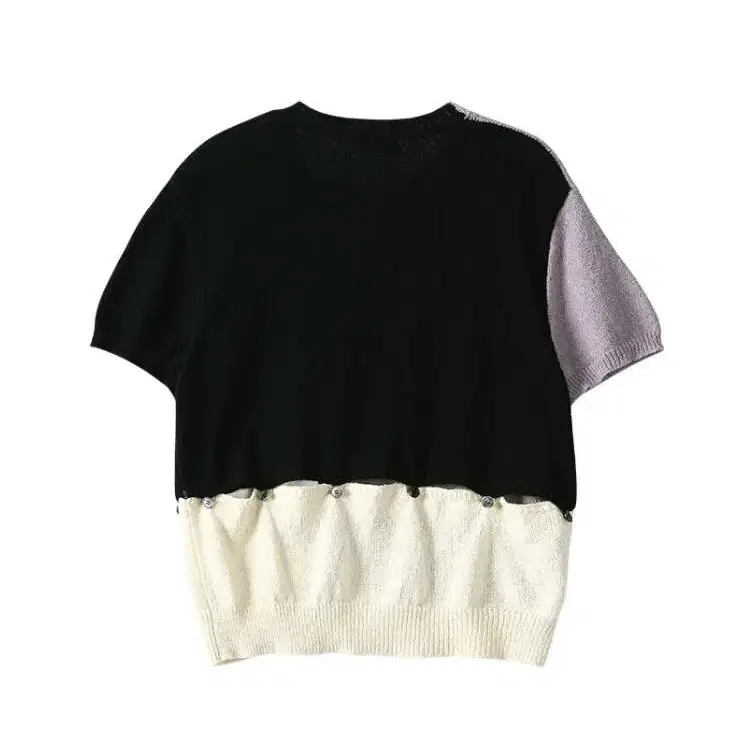 BOURIE 부리 Asymetric Short Sleeve Knit