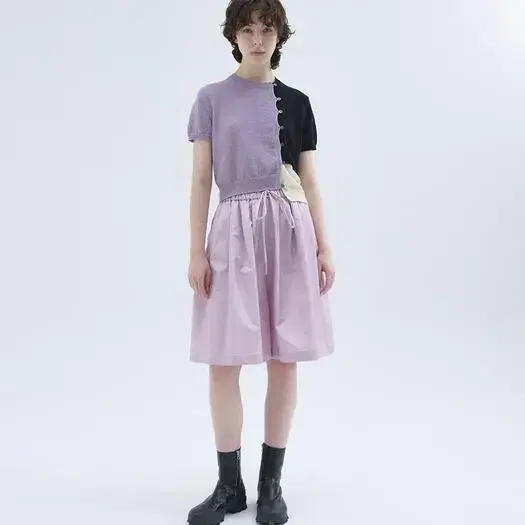 BOURIE 부리 Asymetric Short Sleeve Knit