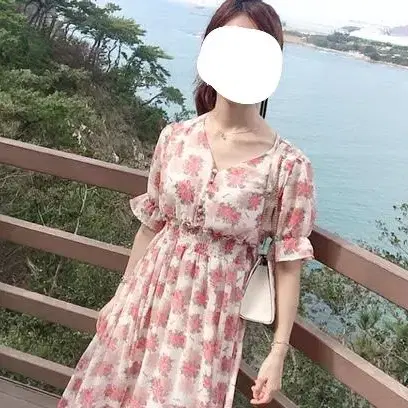 [F] 산뜻 봄 플라워 롱 쉬폰 원피스