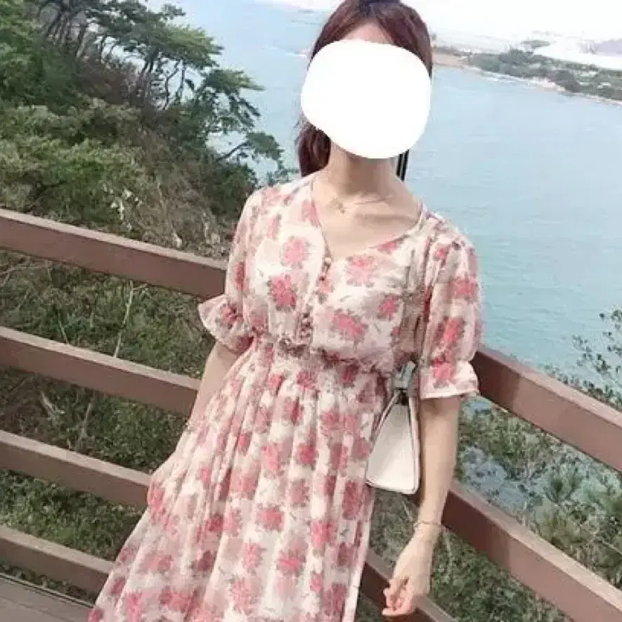 [F] 산뜻 봄 플라워 롱 쉬폰 원피스