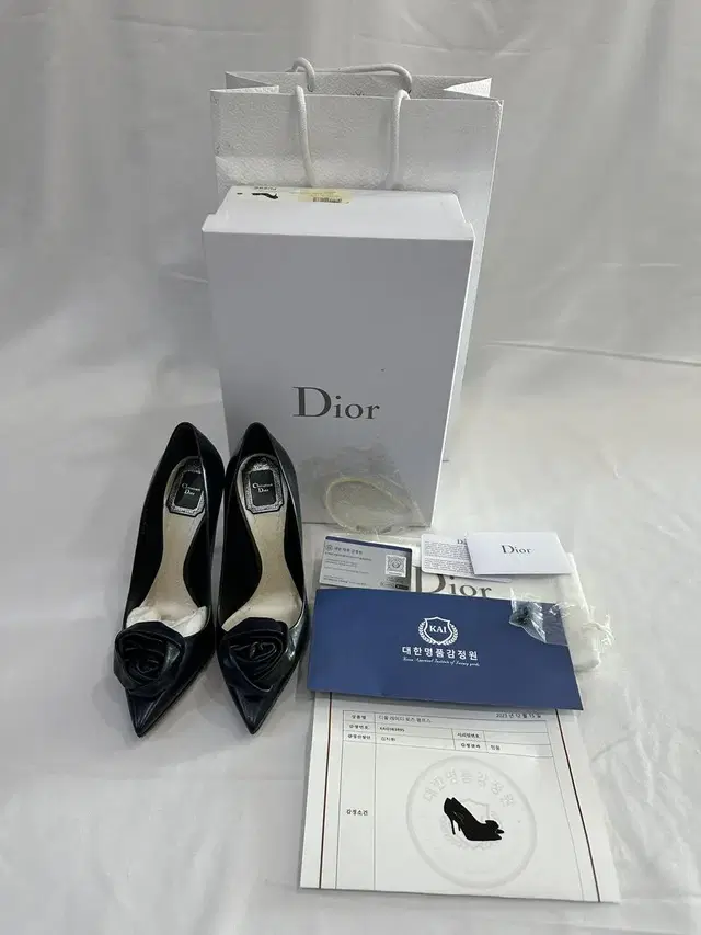 [37] Dior 디올 레이디 여성 까나쥬 로즈 펌프스 네이비