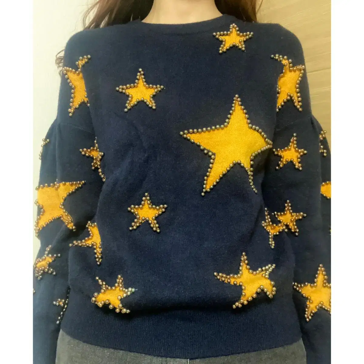 JapanVintage Wool Mixed Blend Star Unique Long Sleeve Knitted Sweater Y2K Kitsch