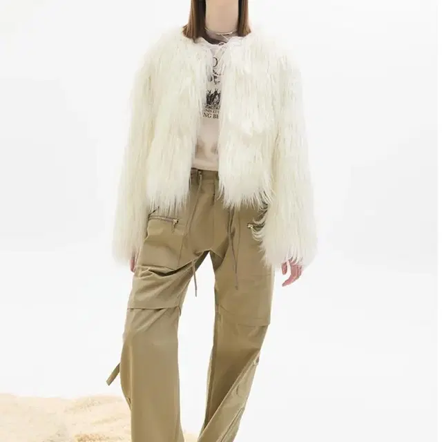 라티젠 LX LONG HAIR FUR JACKET (IVORY)