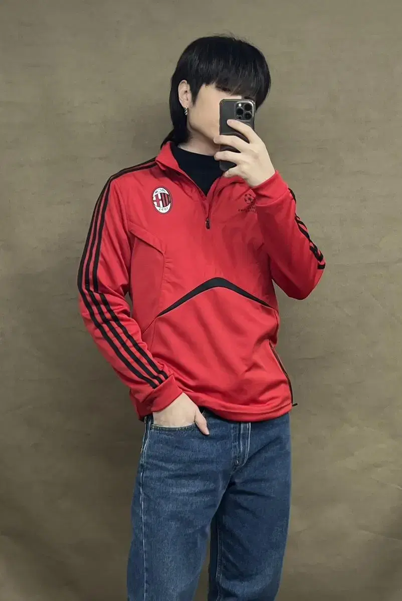 Adidas Champions League Red Vahn Zip Up Jersey 95