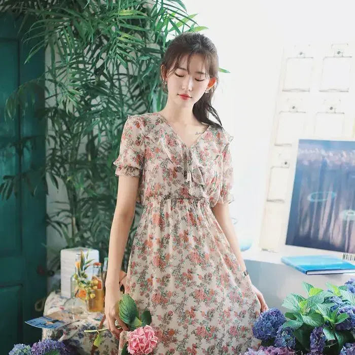 밀크코코아 helen floral maxi dress 플로럴 롱원피스