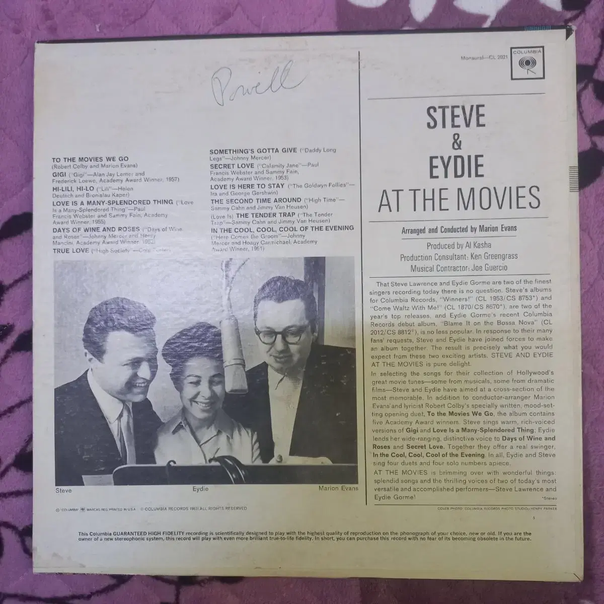 Lp중고 STEVE & EYDIE AT THE MOVIES 음반 판매.