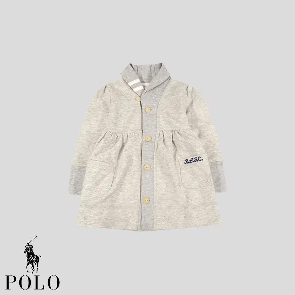 Polo Ralph Lauren Kids Grey Logo Embroidered Shawl Cara Neck Button Sweat ONEPIECE KIDS