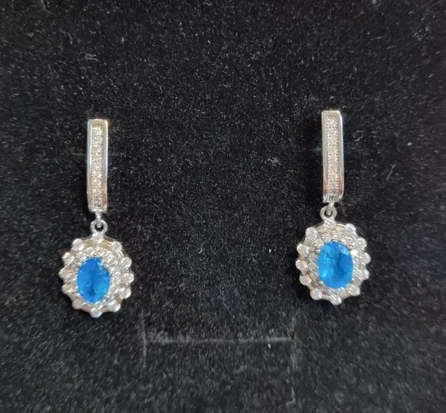 *최종정리)새상품) paraiba apatite 귀걸이 14k WG 도금