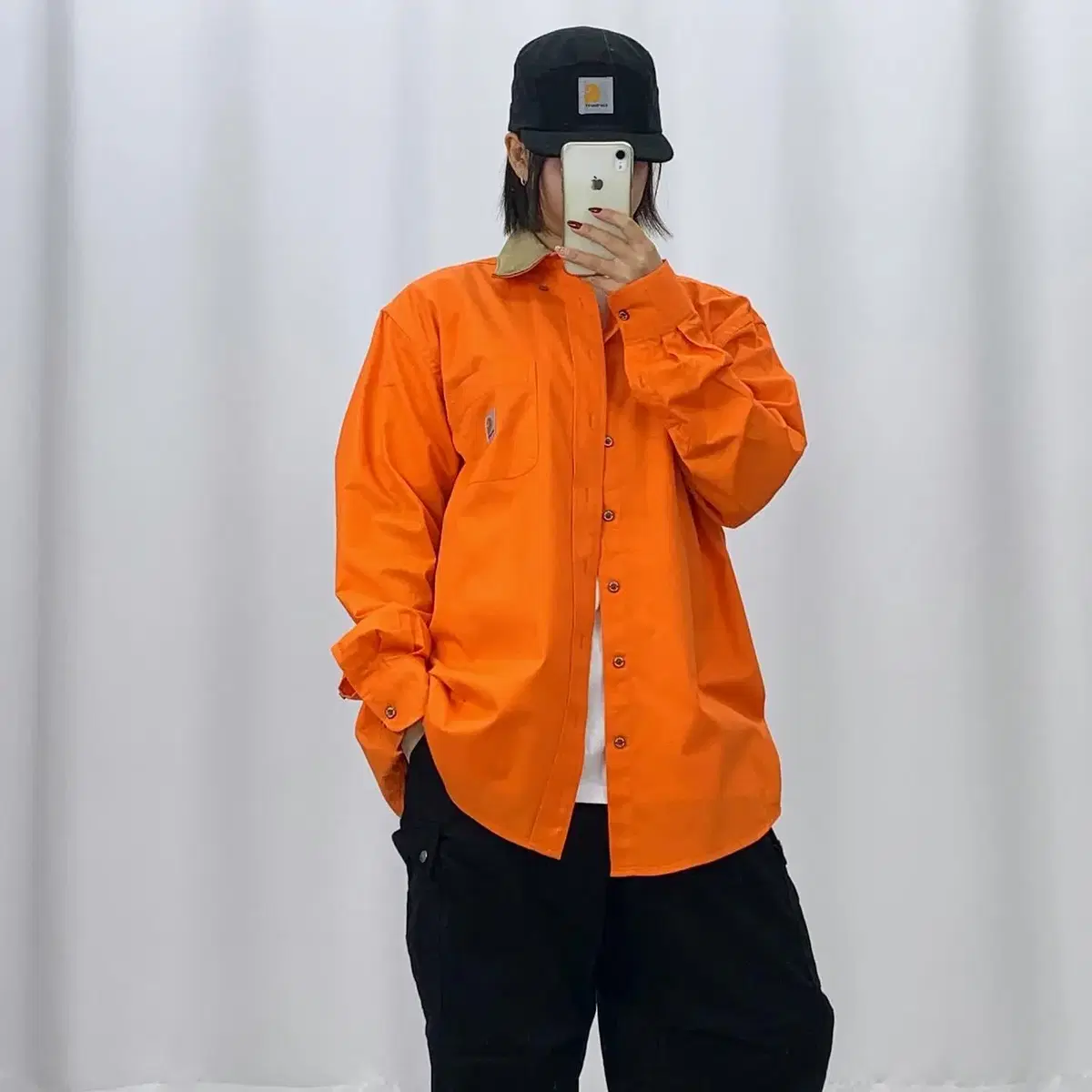 [XL]Calheart Fluorescent Orange-Check Beige Golden Kara Shirt CH3890