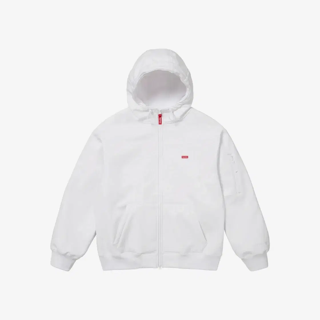 Same Day Shipping) Authentic L Supreme Windstopper Zip-Up Hooded Sweatshirt White Boxed Logo