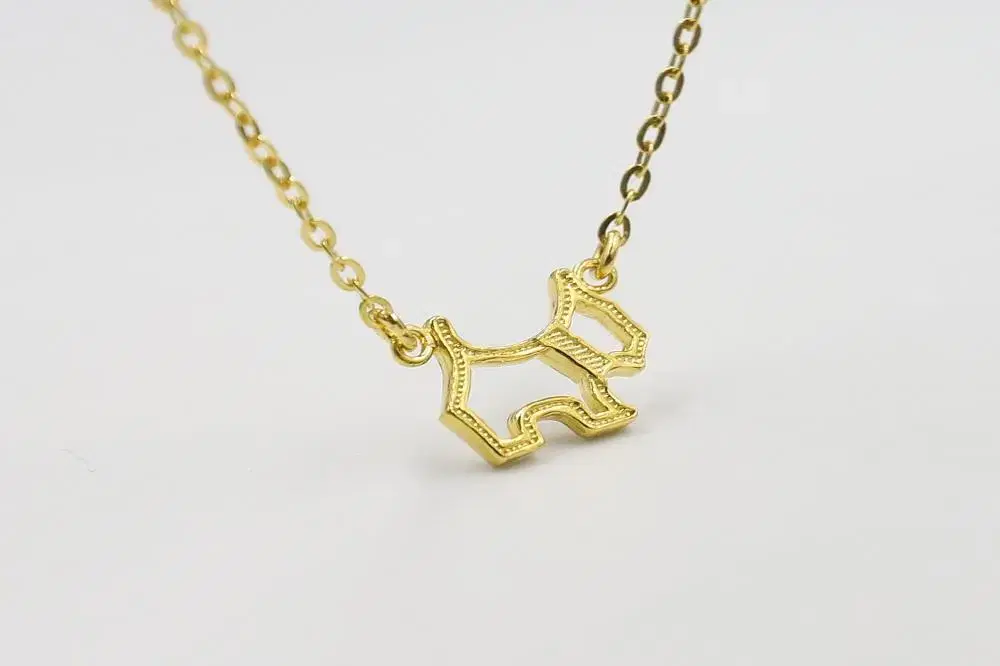 24K Solid Gold 1 Keum Cute Puppy Casual One Piece Necklace with 18K Decoration