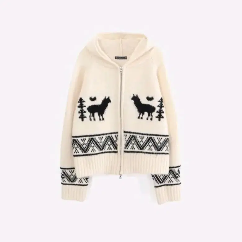 (정품) 론론 ALPACA JACQUARD HOOD ZIP-UP KNIT