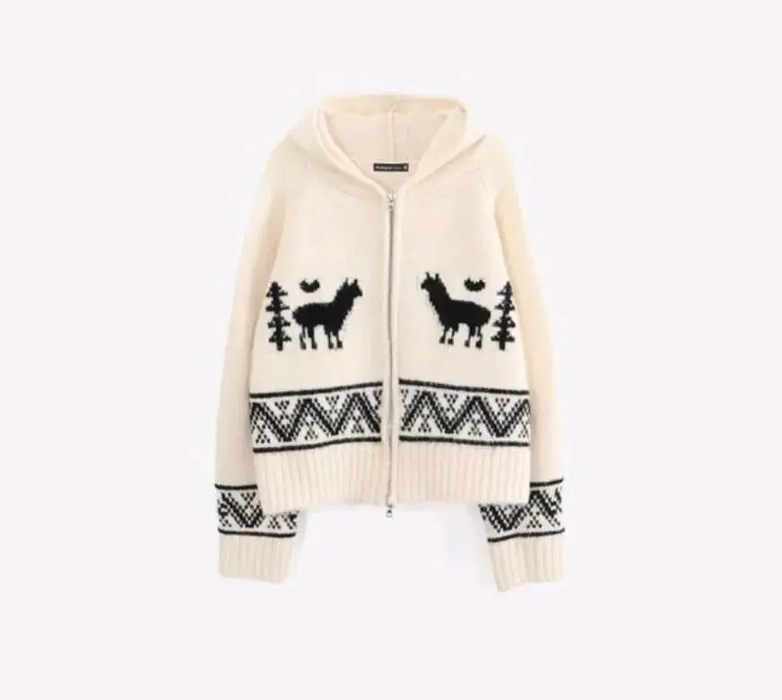 (정품) 론론 ALPACA JACQUARD HOOD ZIP-UP KNIT