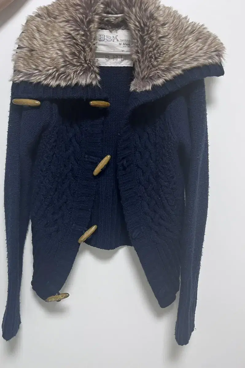 Navy blue fur cardigan