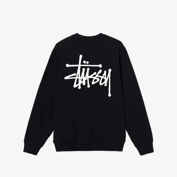 STUSSY 스투시 베이직 크루넥 기모 오버핏 블랙 맨투맨