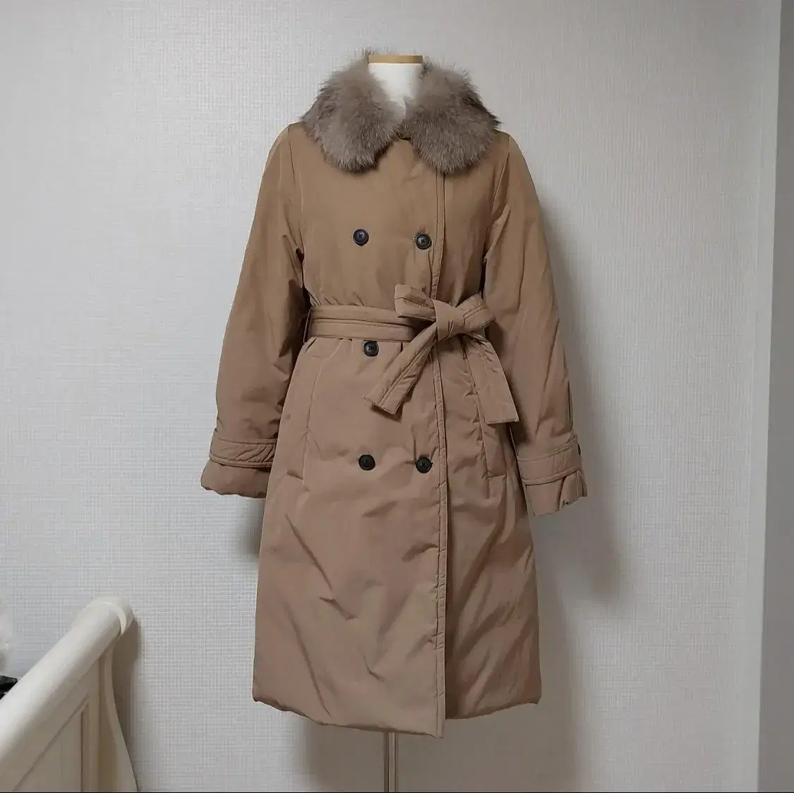 (무배) Trench coat padded foxfur duck