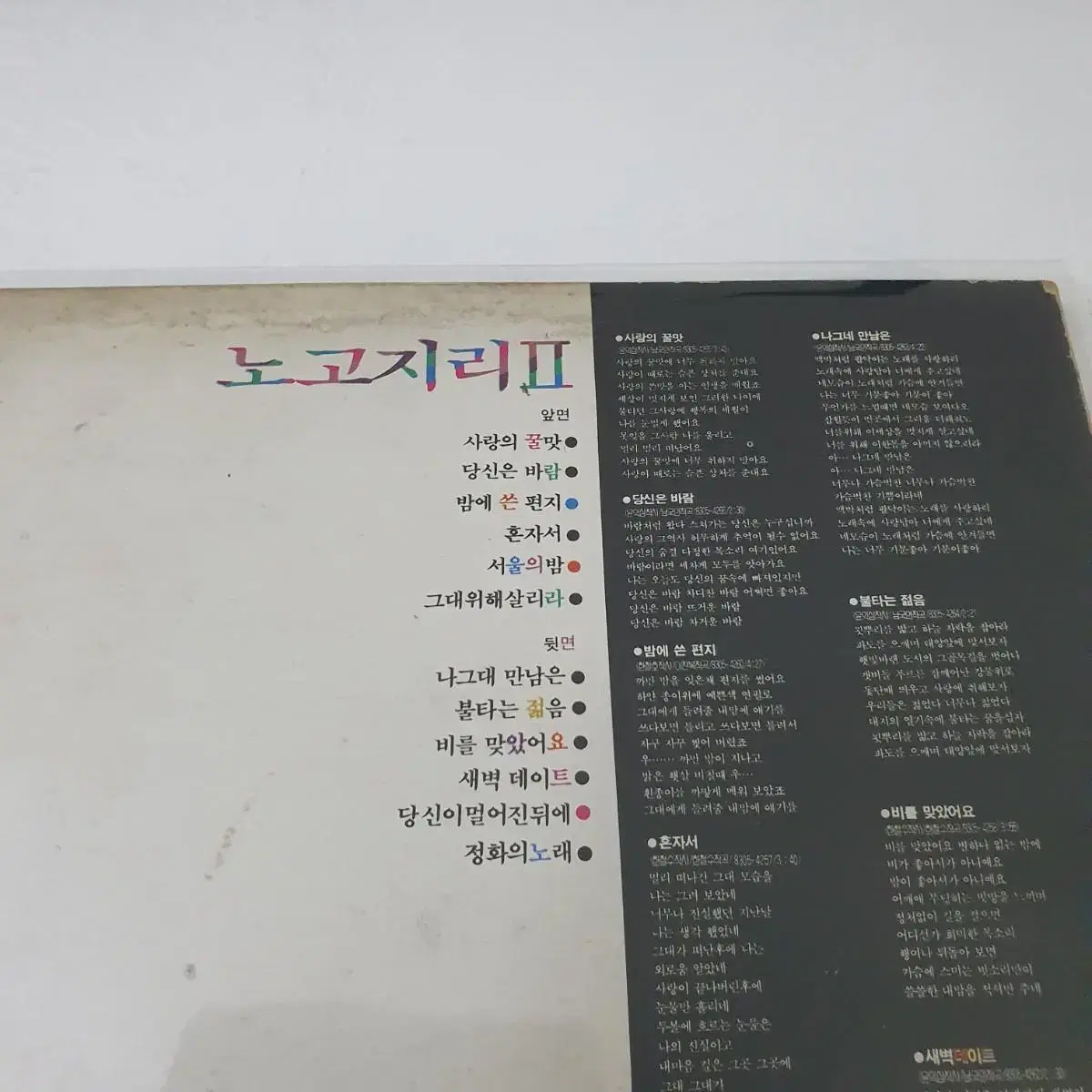 노고지리2집 LP  1983  사랑의꿀맛  나그대만남은