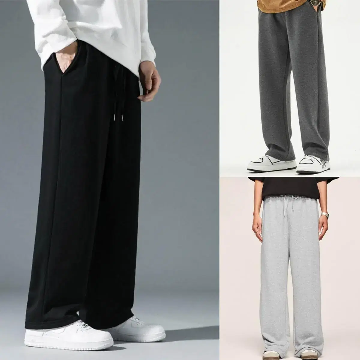 Men's Brushed Wide Legged Sweatpants Brushed Straight Legged Pants