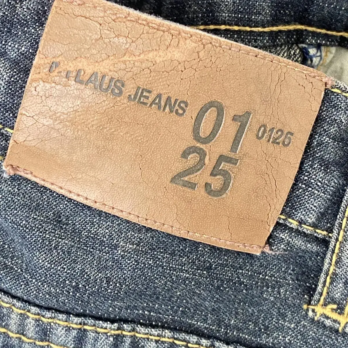 Nylaus Jeans 빈티지 레터링 워싱 데님팬츠L