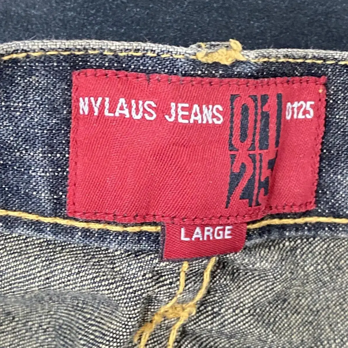 Nylaus Jeans 빈티지 레터링 워싱 데님팬츠L