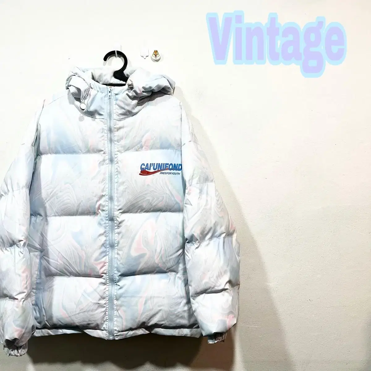 Vintage print, big size, winter, universal, down jacket