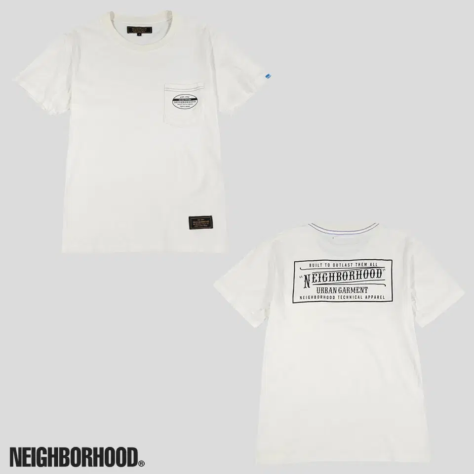 Neighborhood White bloo Stitched Big Print Round Neck Short Sleeve T-Shirt S