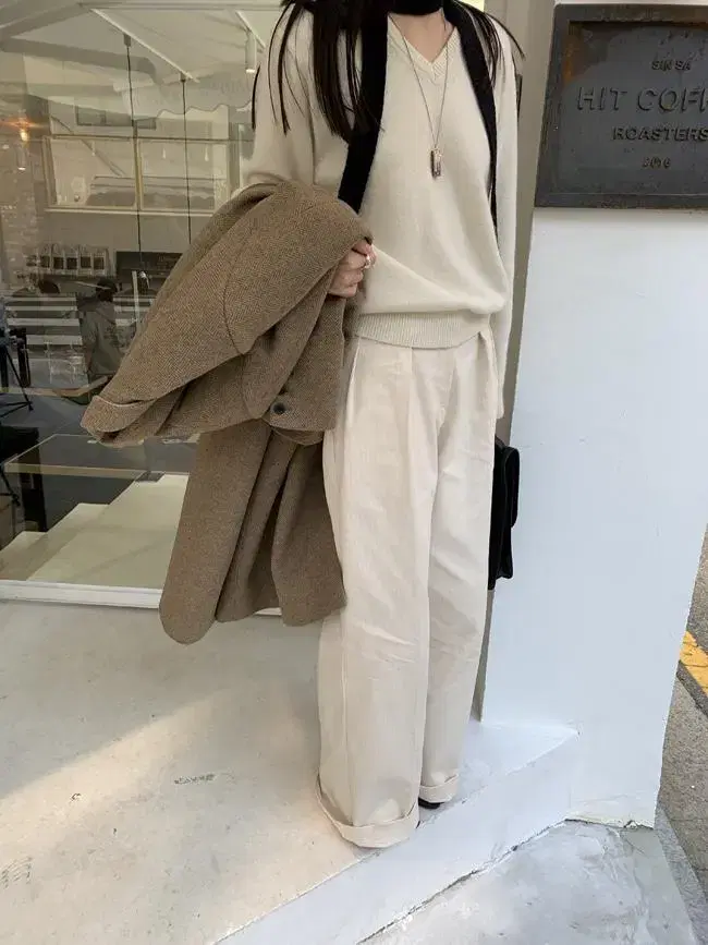 페르소나 corduroy trousers with pin tuck det