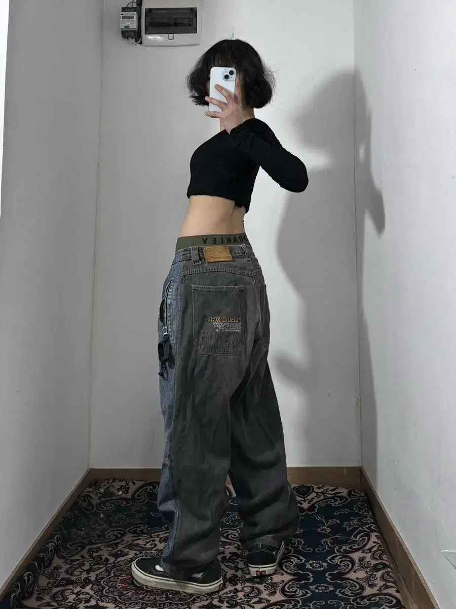 Posterior vahn denim wide-leg pants 34