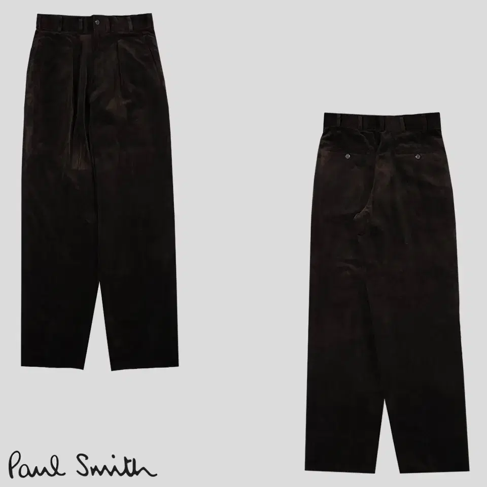 Paulsmith JP Dark Brown Velvet Velour One-Tuck Wide-Fit Trouser Pants MAD