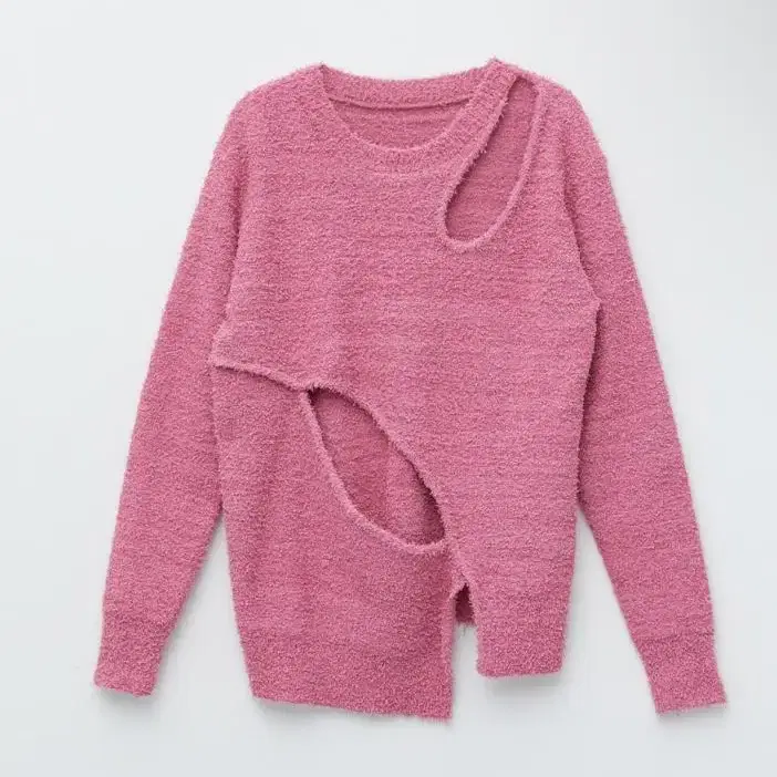 마뗑킴 HOLE UNBALANCE KNIT _ PINK