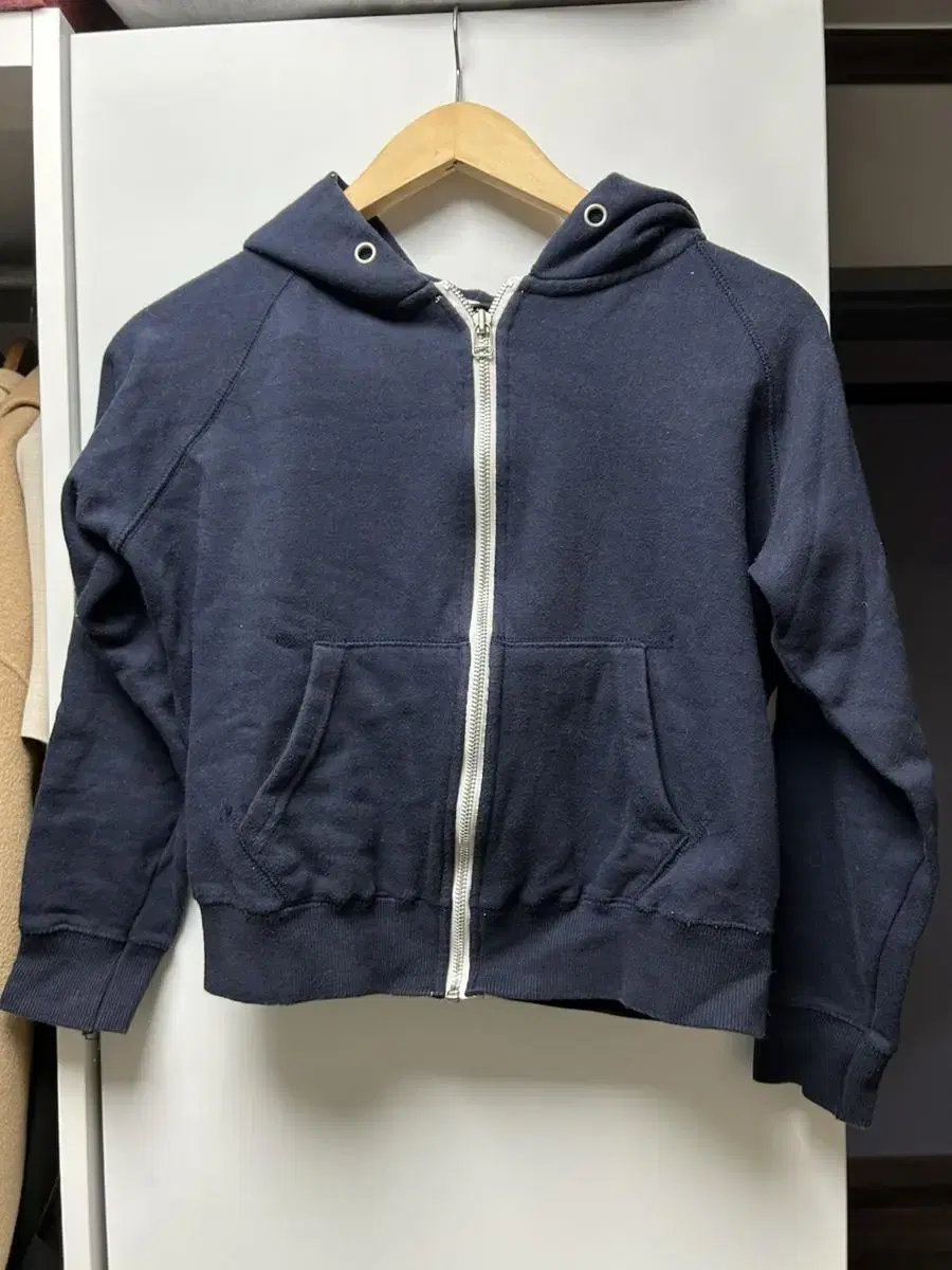 Navy Crop Hoodie Zip Up