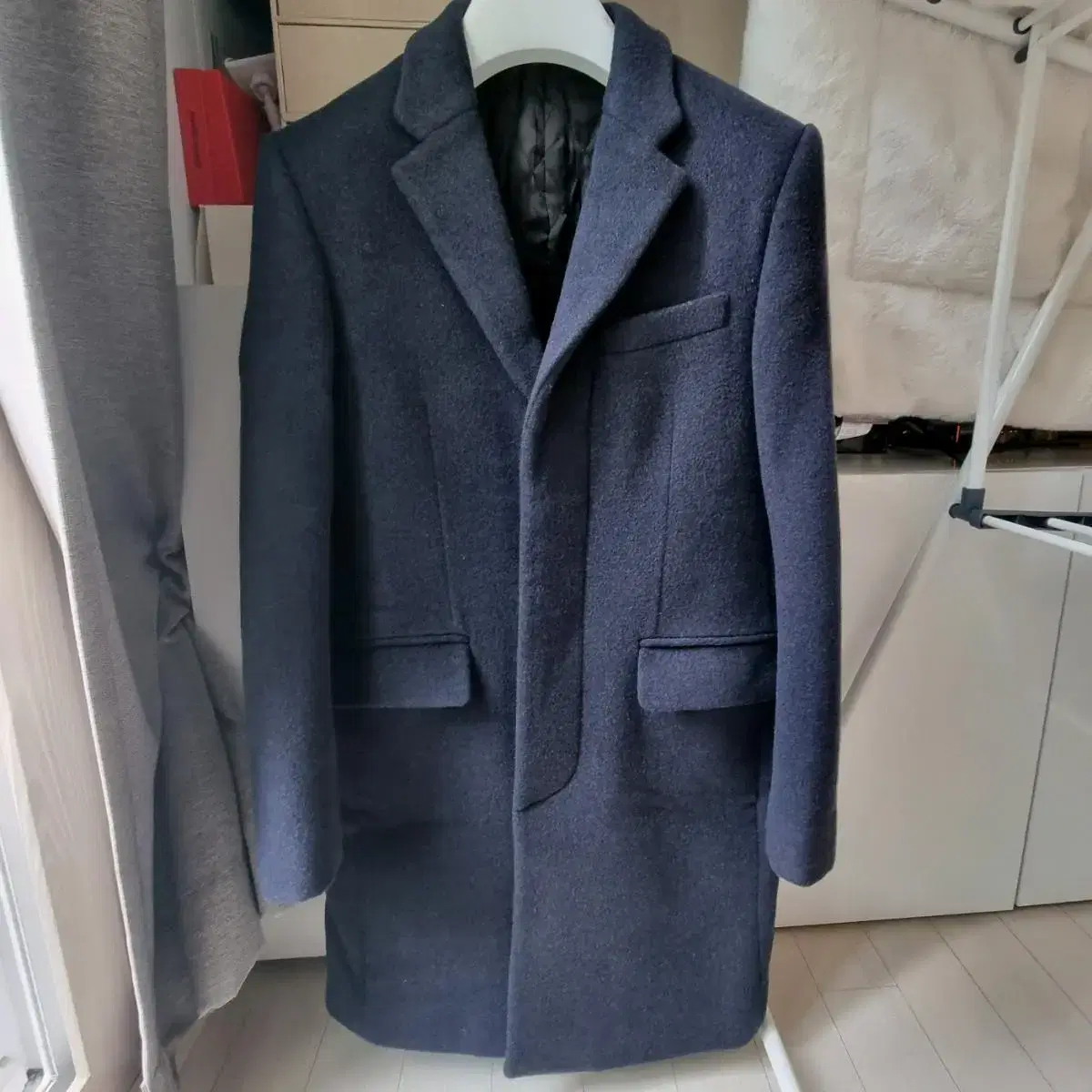 (size 46 95) Mamagari x Moma Hidden Single Coat Night Grey Navy