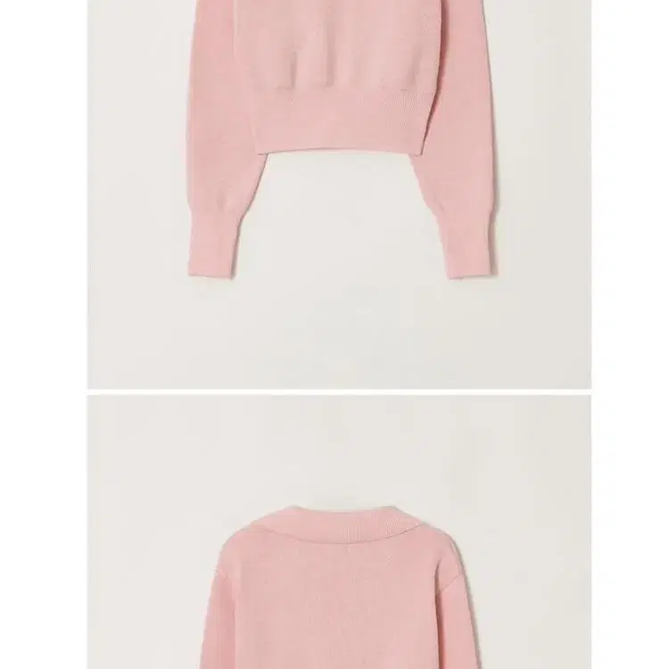 잇터 핑크 스웨터 JACQUARD COLLAR V-NECK SWEATER