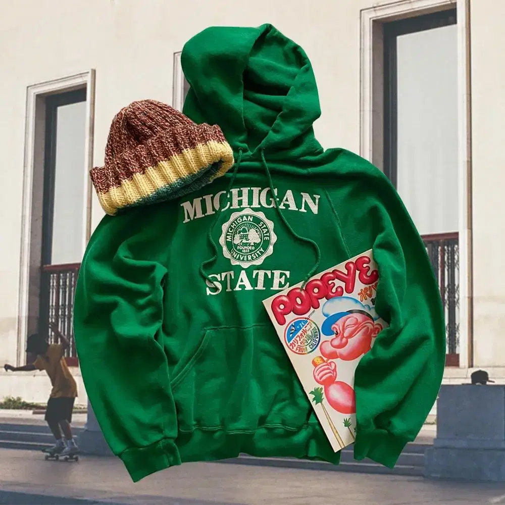 80s 빈티지 BW MICHIGAN STATE 후드티