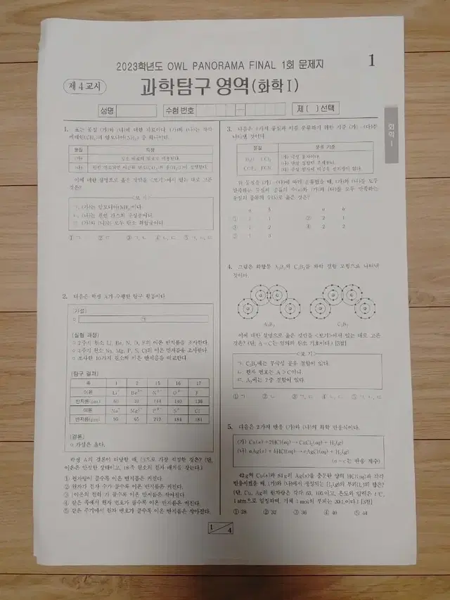 23 화학1 owl 파노라마 파이널 1,2회 판매