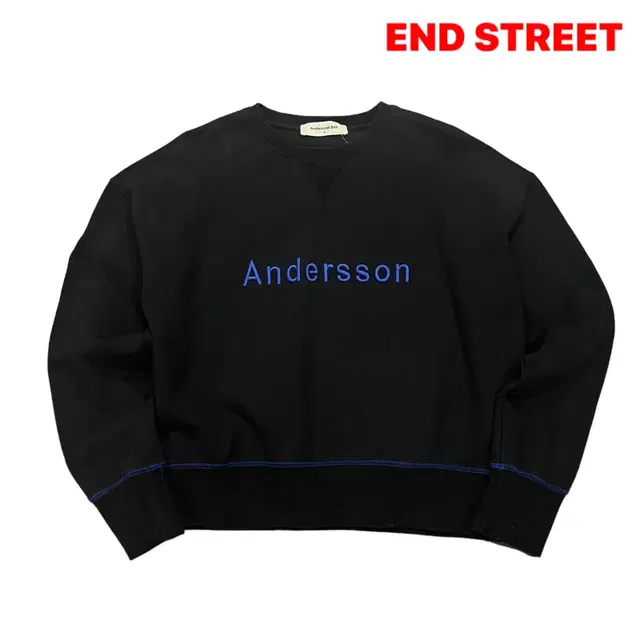 (END) Andersson Bell 앤더슨벨 블루 레터링 크롭 맨투맨