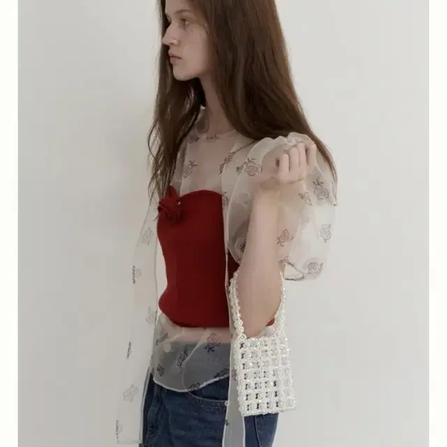 soonsu 순수 rosy knit bustier red 뷔스티에 레드