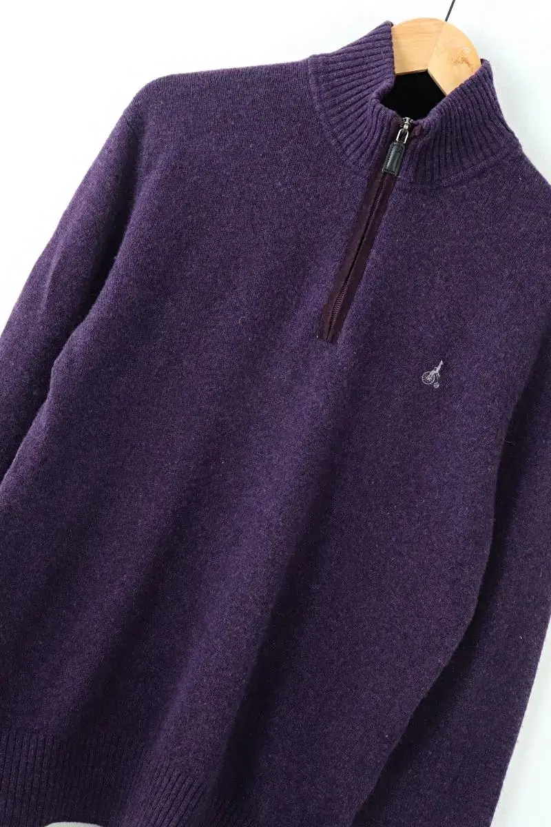 (L) Beanpole Knit Purple Wool Half-Zip-Up - 9C3A