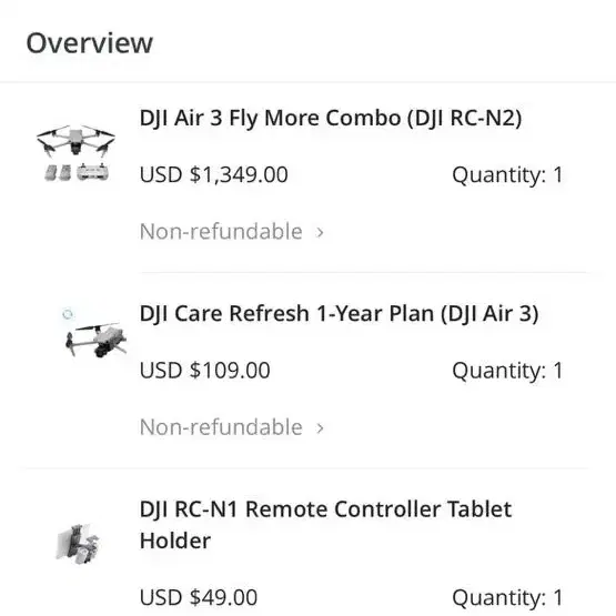 Dji air3 플라이모어콤보 (RC-N2)