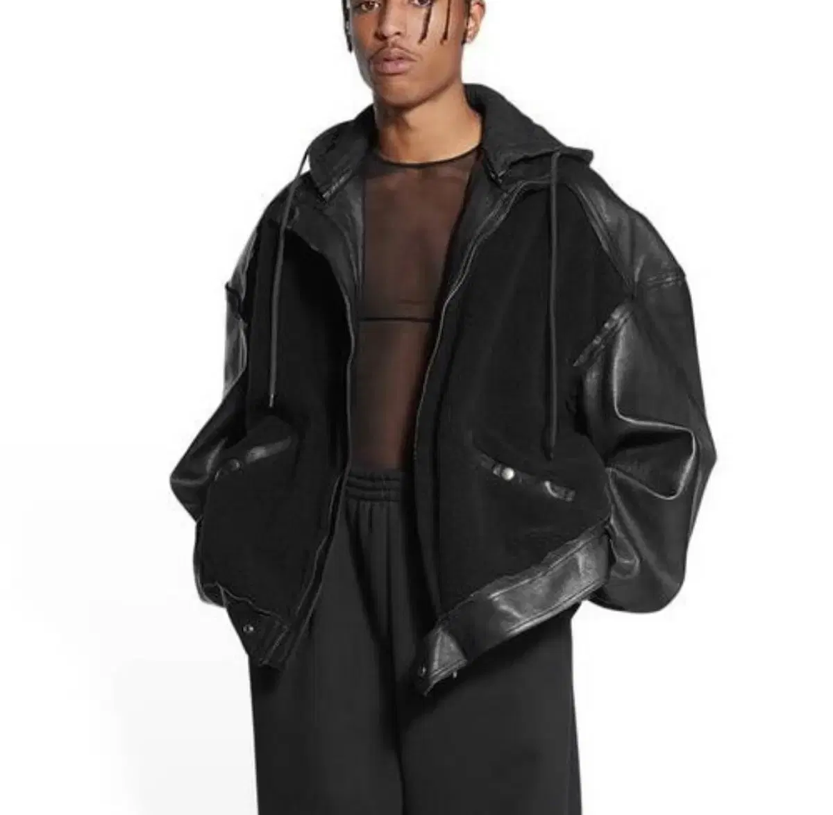 Sell 0)Balenciaga College Buffalo 1917 Leather Hooded Jacket Taxi