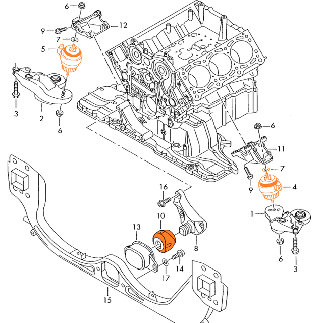 정품 아우디 A6 C6 엔진 마운트 한대분 (3PCS)