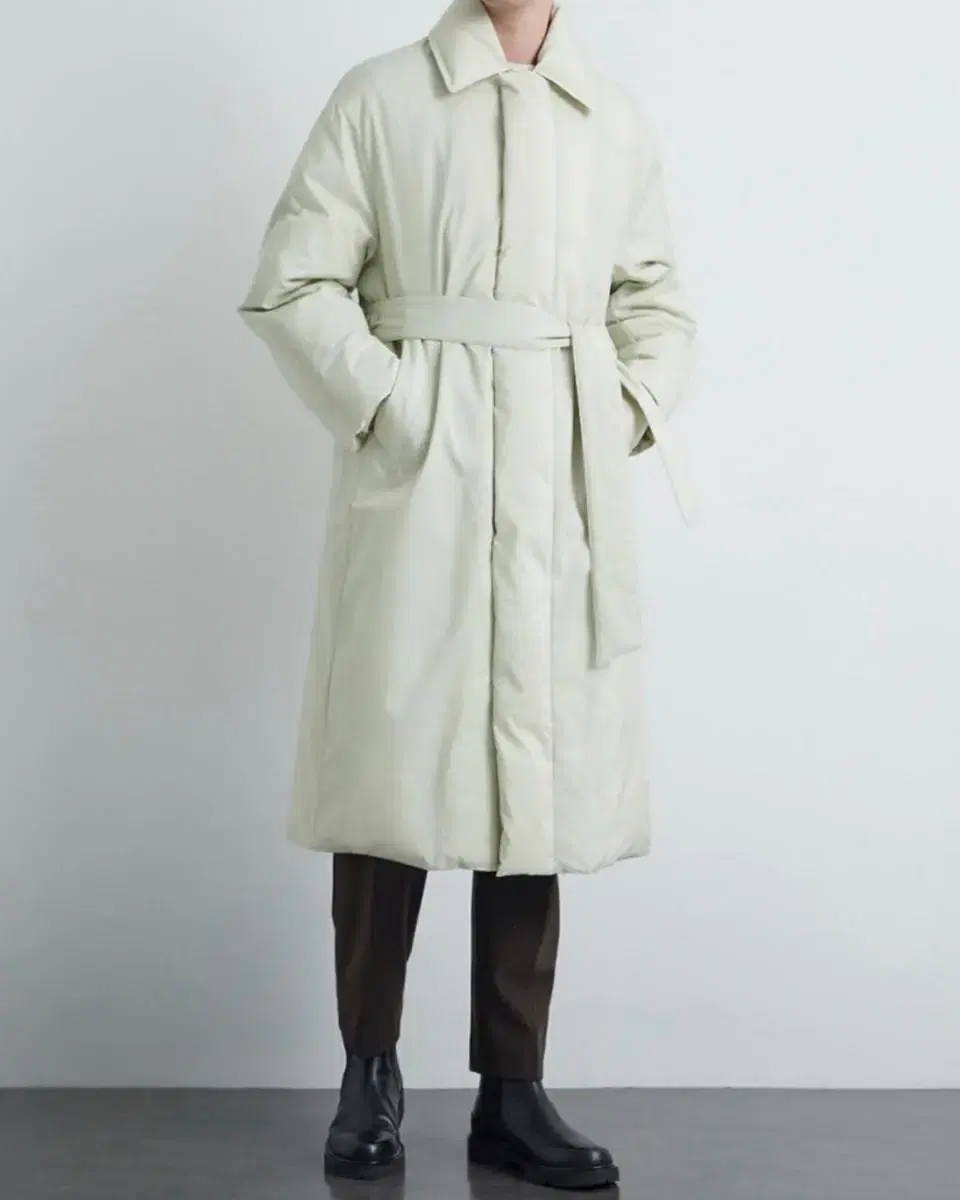 Time Homme Overcoat Maxi Belted Goose Down Jumper-Cream,105 size