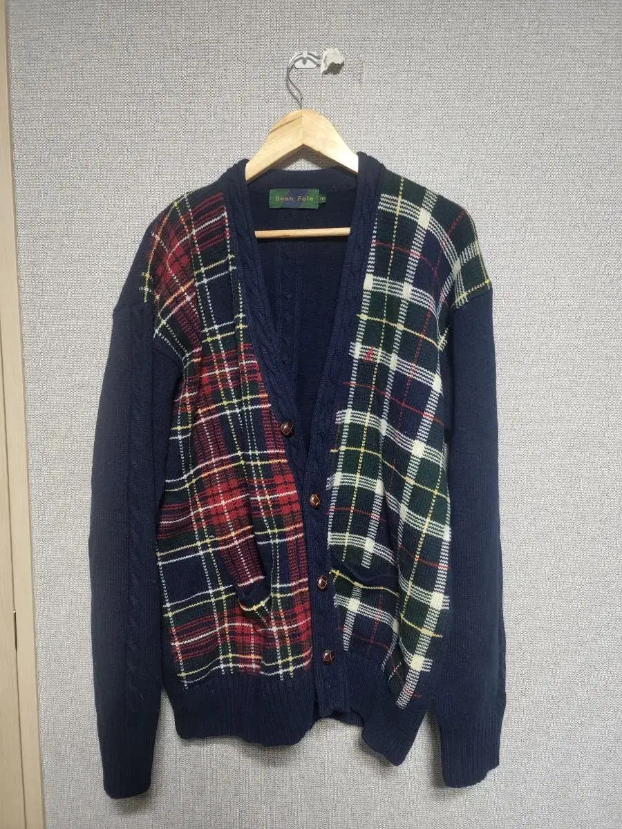 Beanpole Multicheck Heavyweight Wool Cardigan Size 110 (Rare)